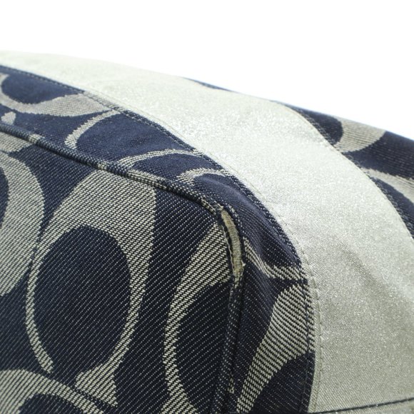 Coach Monogram Denim and Gray Canvas Shoulder Bag Purse - Picture 9 of 15